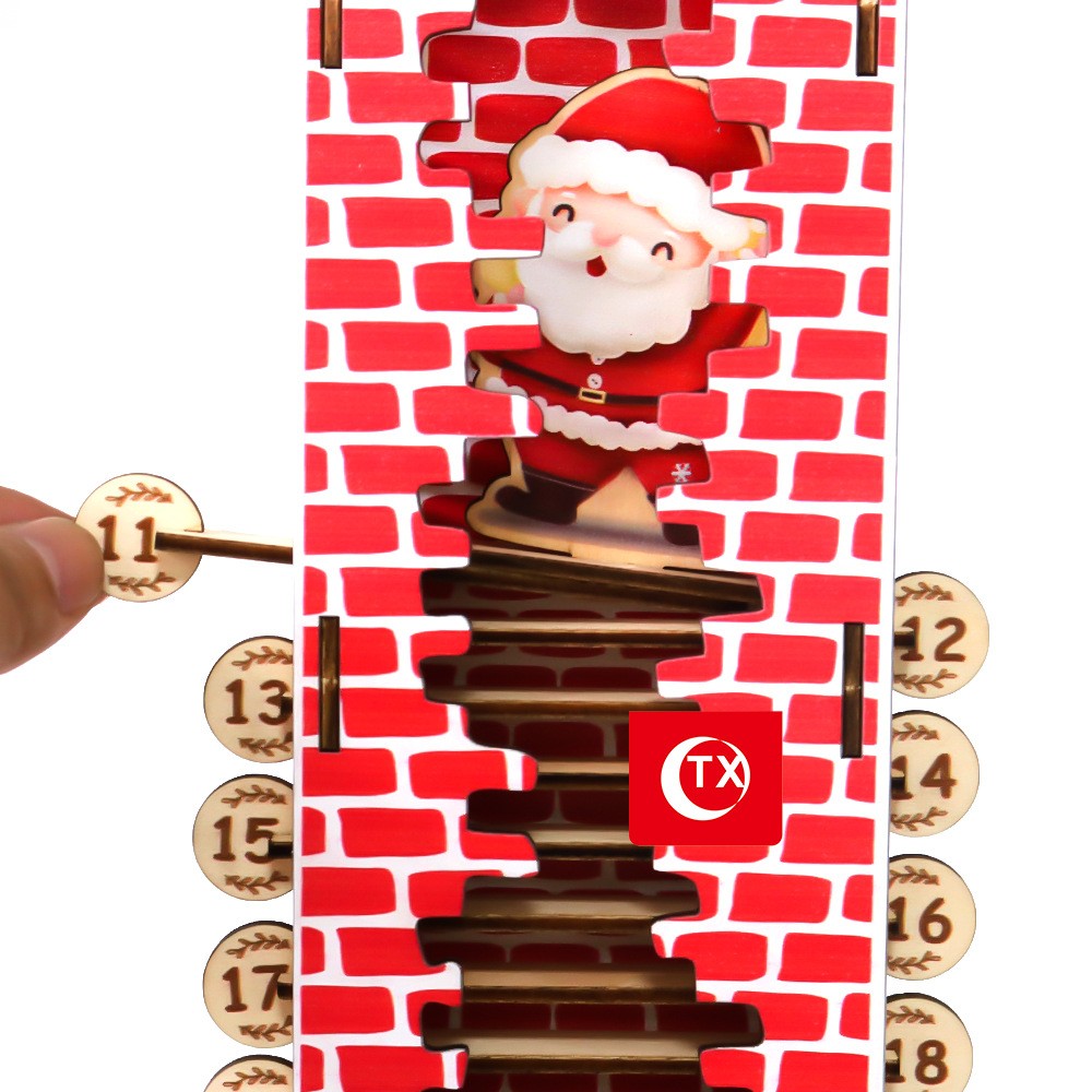 3D Santa's Chimney Advent Calendar, 24 Detachable Christmas Tabletop Decoration