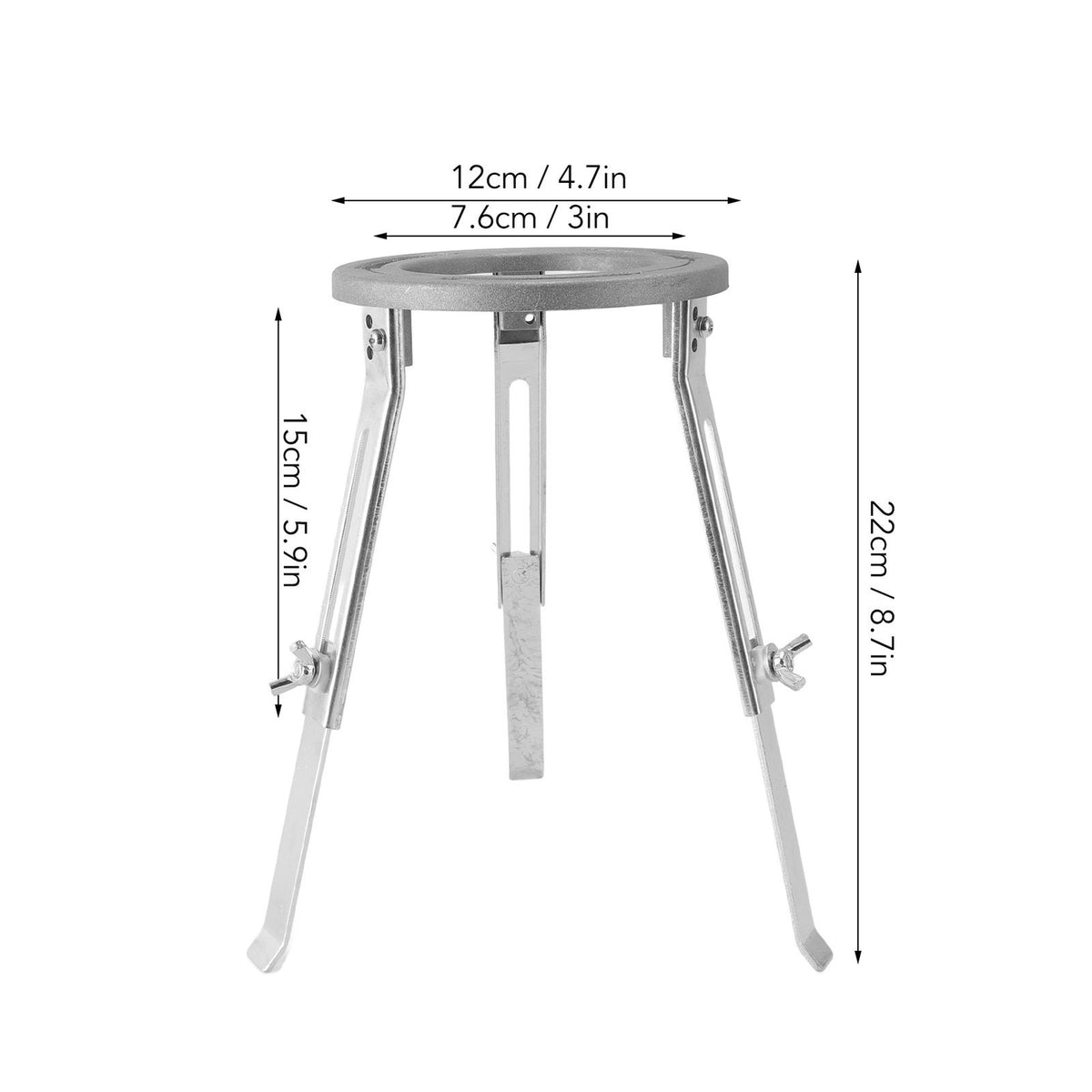 Oil Burner Tripod Stand Iron Adjustable Height Anti Slip Base Laboratory Hea NEW