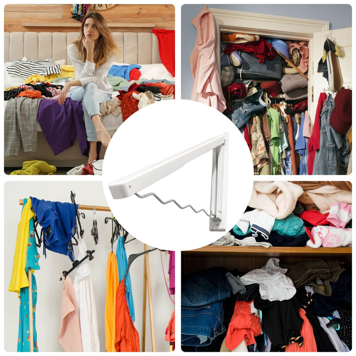 Wall Mount Retractable Foldable Clothes Drying Rack Laundry Hanger Organizer