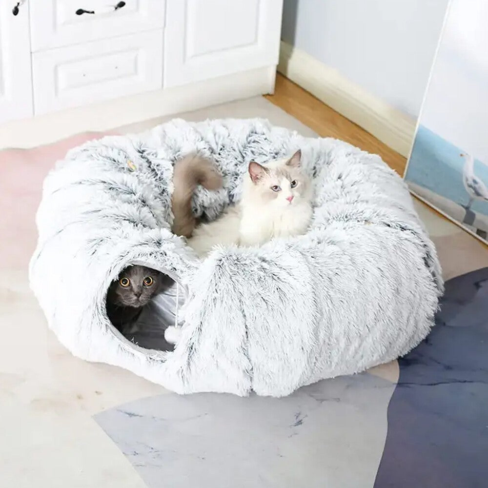Cat Tunnel Collapsible Pet Play Tube Dogs Bunnies Crinkle Suede Tunnel Removable