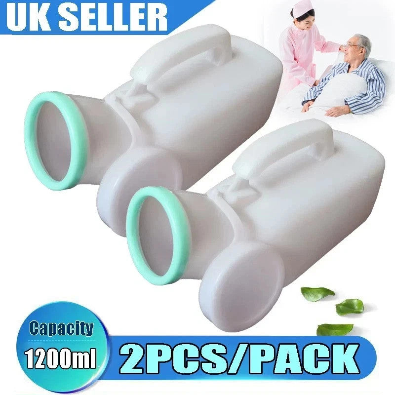 2x Male Urinal Bottle 1200ml Pee Bottles for Men Spill-Proof & Portable UK STOCK