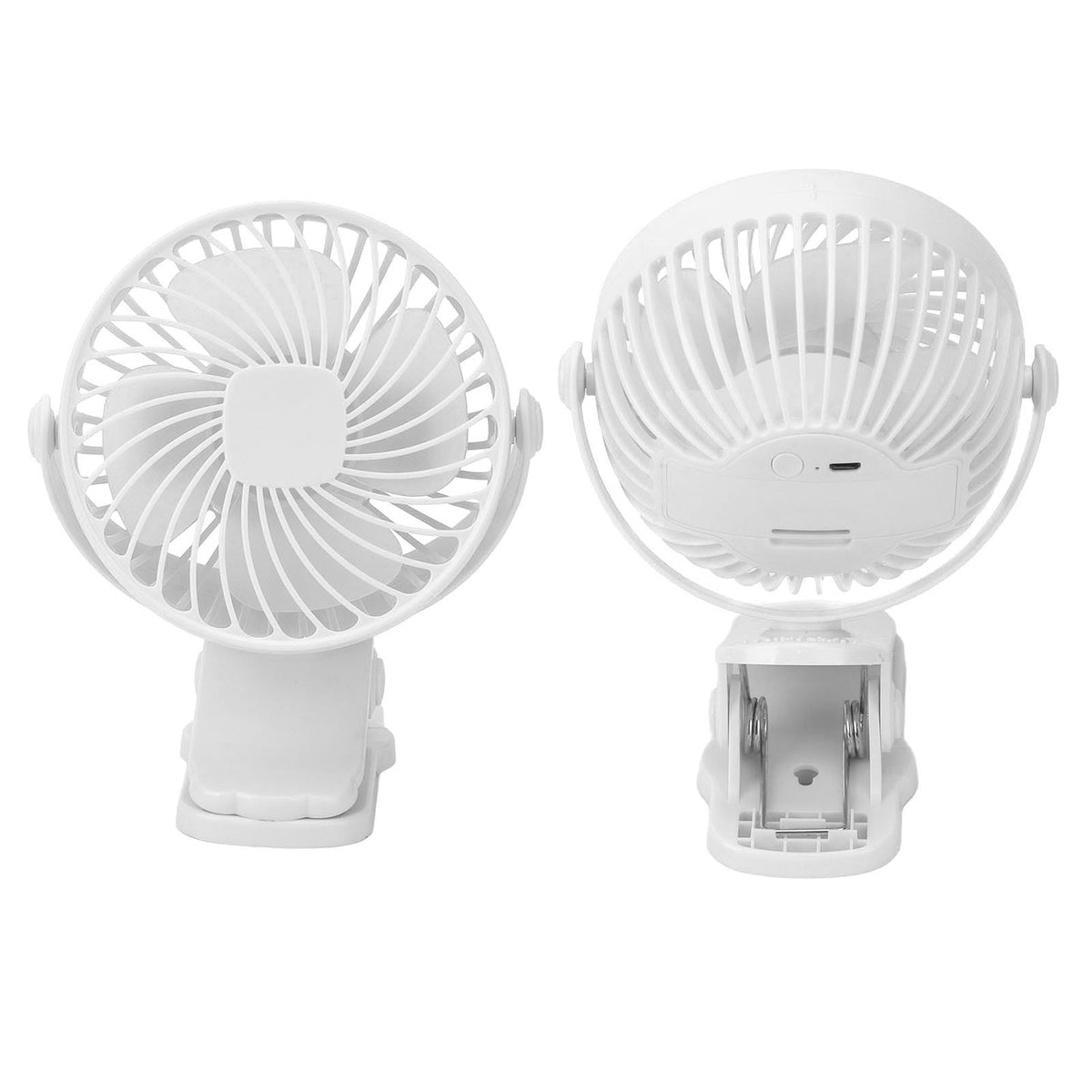 White Clip On Fan ABS 720 Degree 3 Gears Noiseless USB Battery Powered Mini Fan
