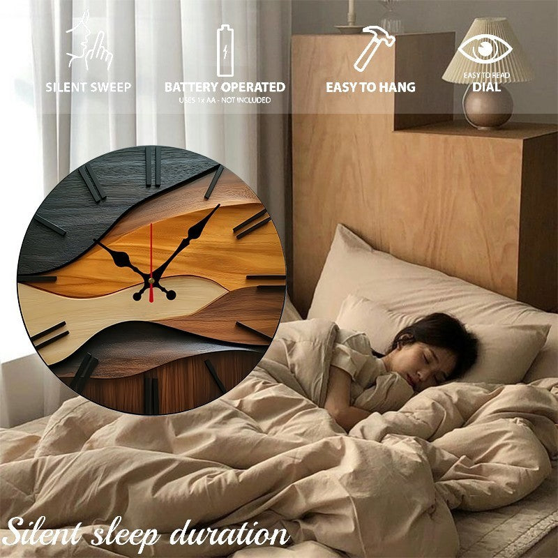 30cm 2D Nordic Wooden Silent Wall Clock Round Modern Hanging Home Decor