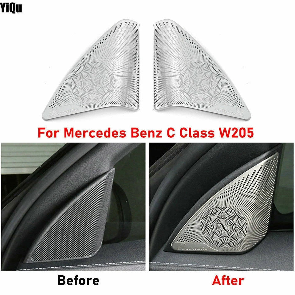 2x Door A-Piller Tweeter Decoration Covers For Mercedes Benz C Class W205 15-21
