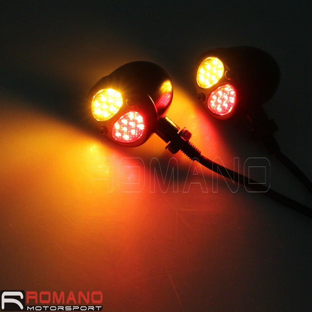Motorcycle 3 In 1 LED Turn Signals w/ Brake Light Blinkers For Harley Cafe Racer