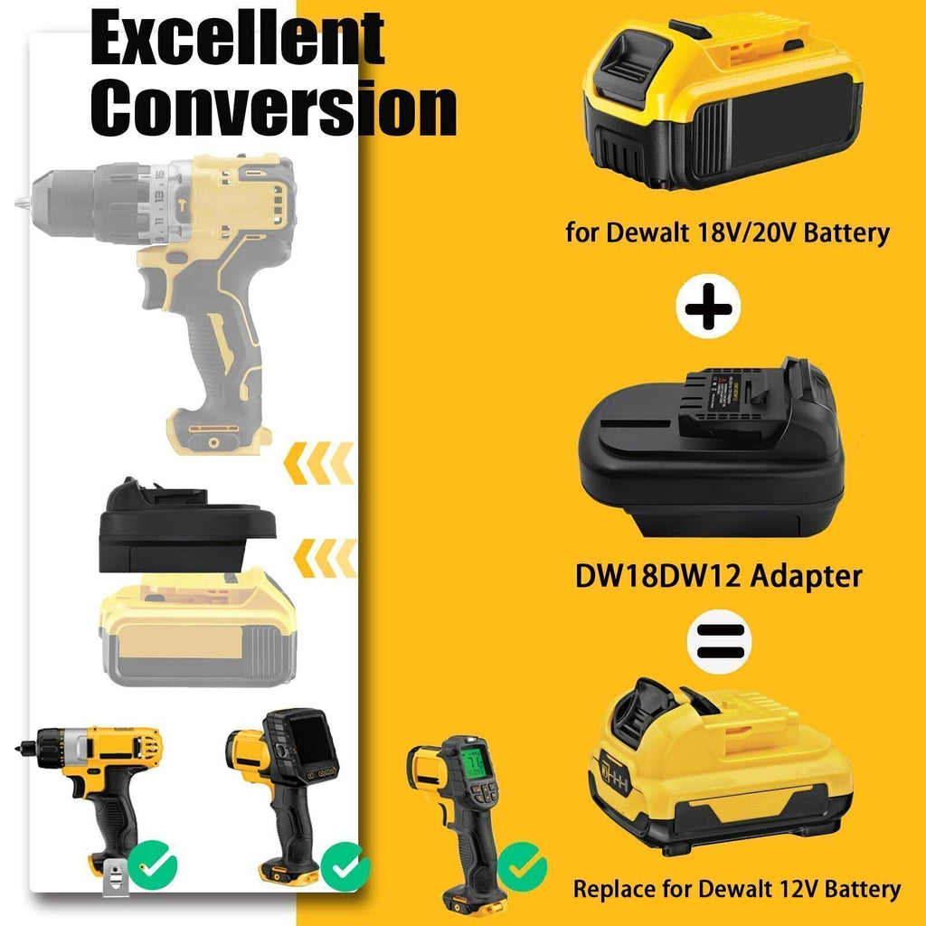 DM18DW12 Adapter For Dewalt 18V/20V Max Battery Convert to Dewalt 12V Max Li-ion