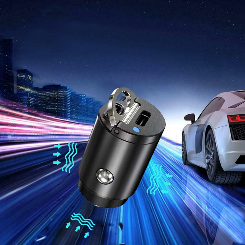 1x Mini Dual USB Type-C PD Car Phone Charger 30W Fast Charge Adapter Accessories