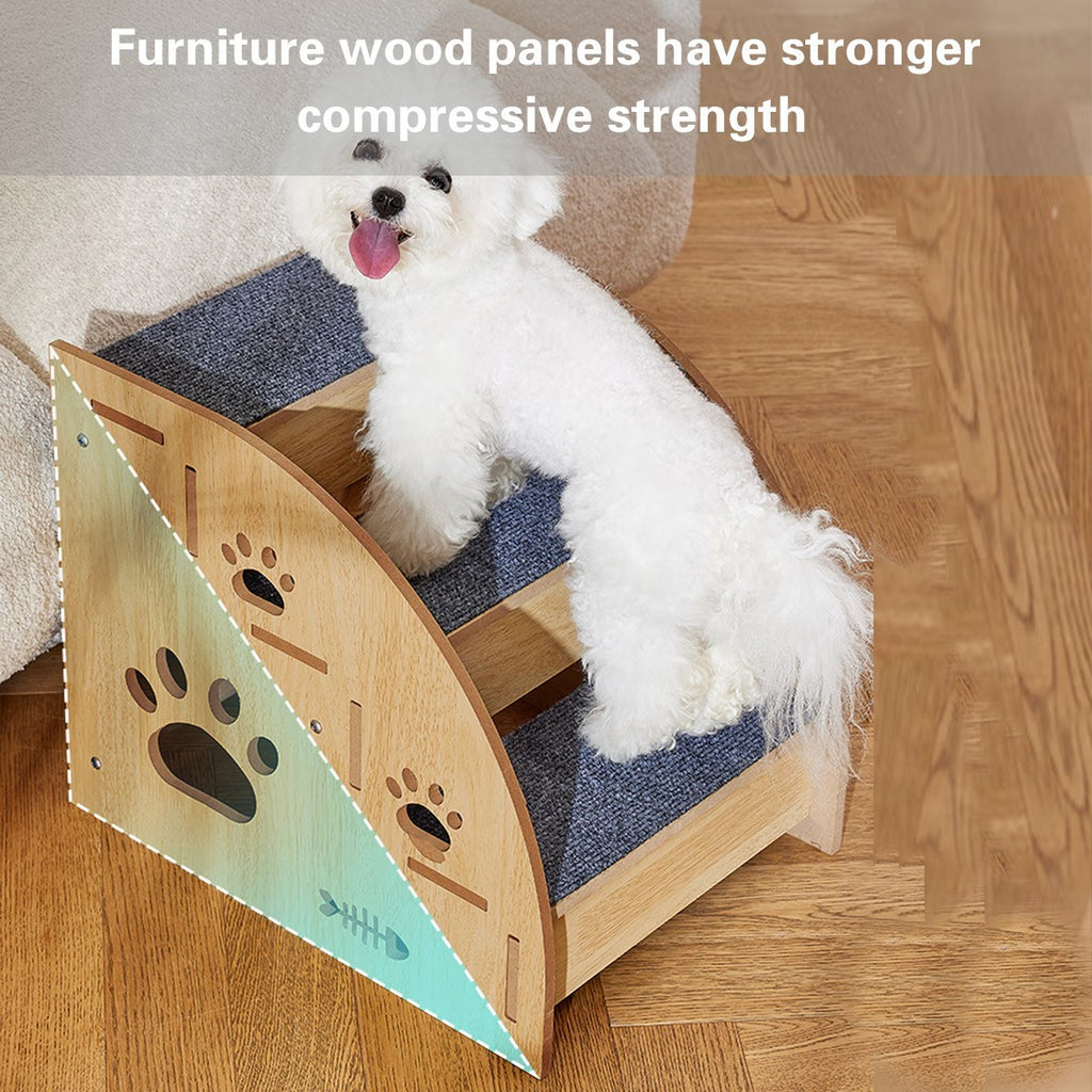 2/3 Steps Pet Ramp Wooden Dog Cat Steps Stairs Non-slip Safety Ladder For Sofa