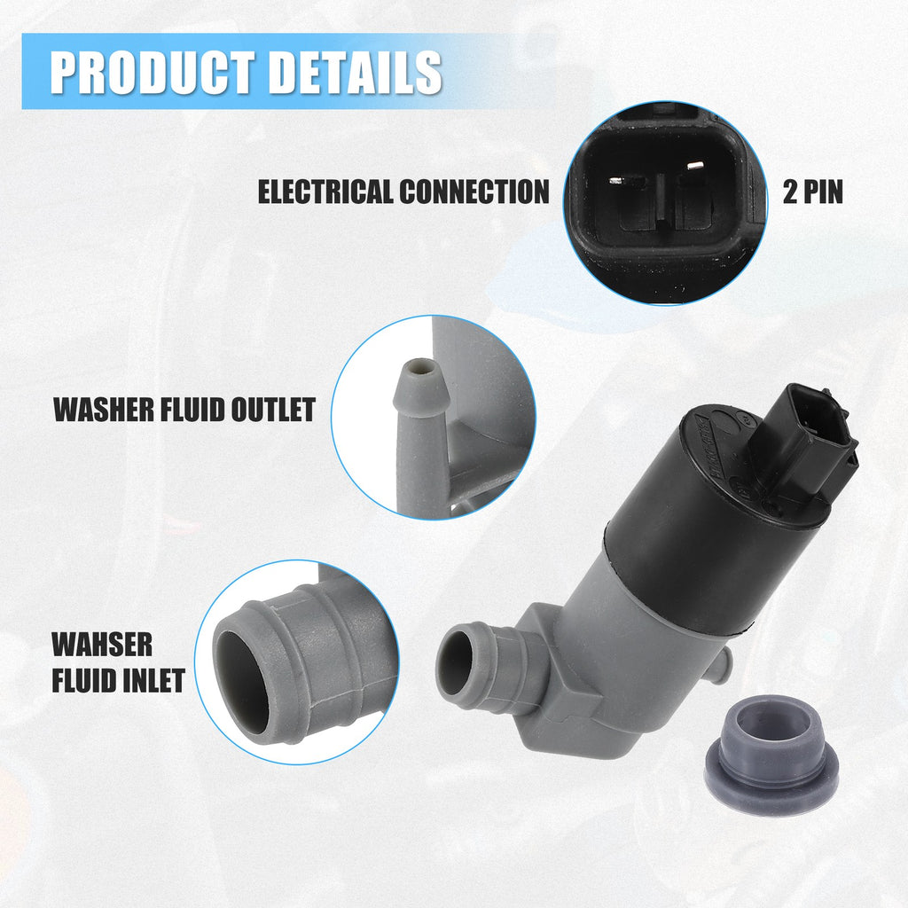 Front Windshield Washer Motor Pump No.853300F011 for Toyota Yaris 14-17 Black