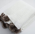 Fluffy Pom Pom Throw Blanket Knitted Sofa Bed Blankets Warm Home 130 X 160cm