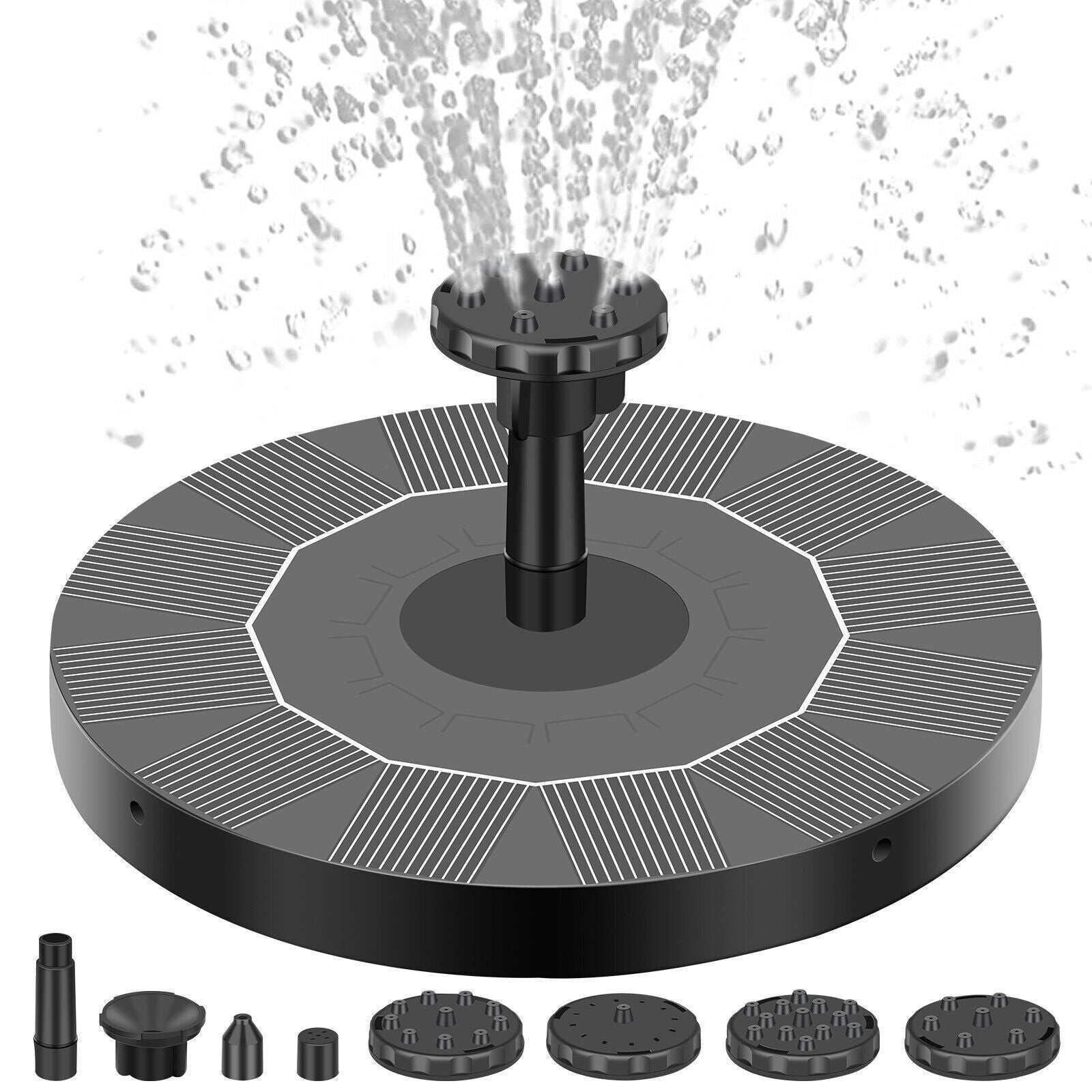 Outdoor Solar Fountain Pump Powered Floating Bird Bath Water Garden Pond UK