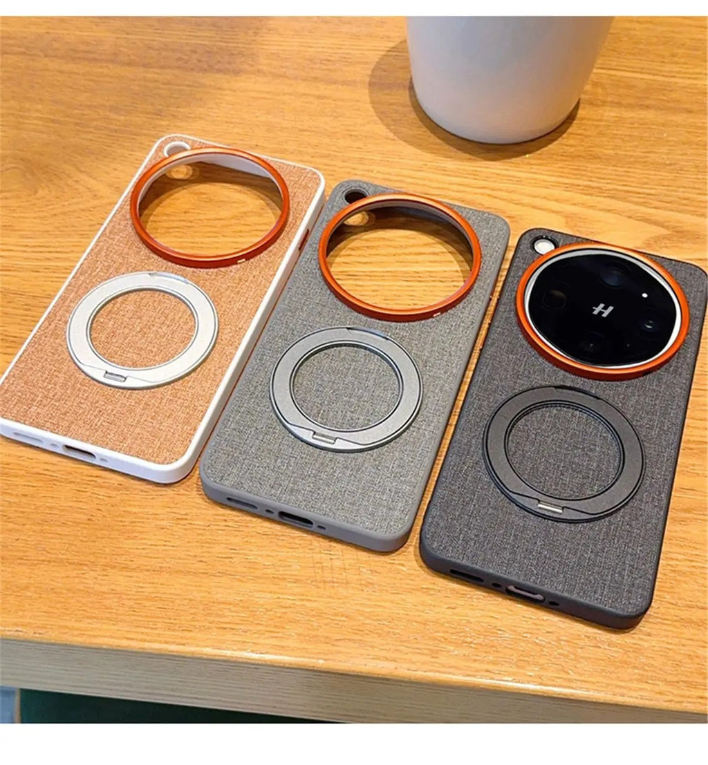 Matte Textile Leather Case OPPO Find X9 Ultra Magnetic 360 Rotate Bracket Cover