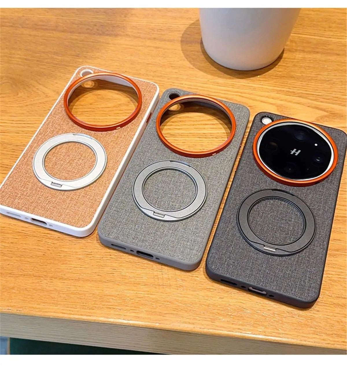 Matte Textile Leather Case OPPO Find X9 Ultra Magnetic 360 Rotate Bracket Cover