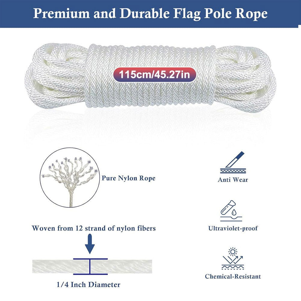 Flag Pole Tool Set Nylon Braided Rope Flagpole Accessories Repair Pulley Kit UK