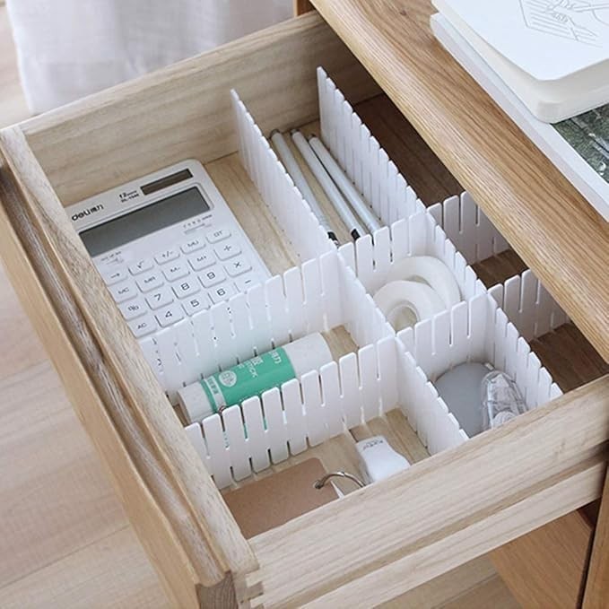 8PCS Drawer Grid Dividers–Adjustable DIY Storage Inserts (47x7cm) for All Drawer