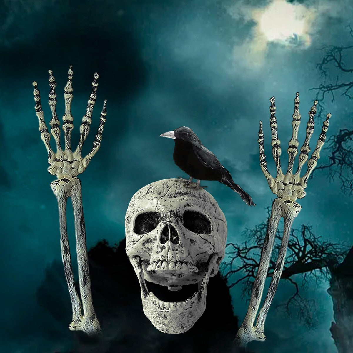 Realistic Skeleton Stakes Halloween Decorations Scary Skeleton for Lawn Garden
