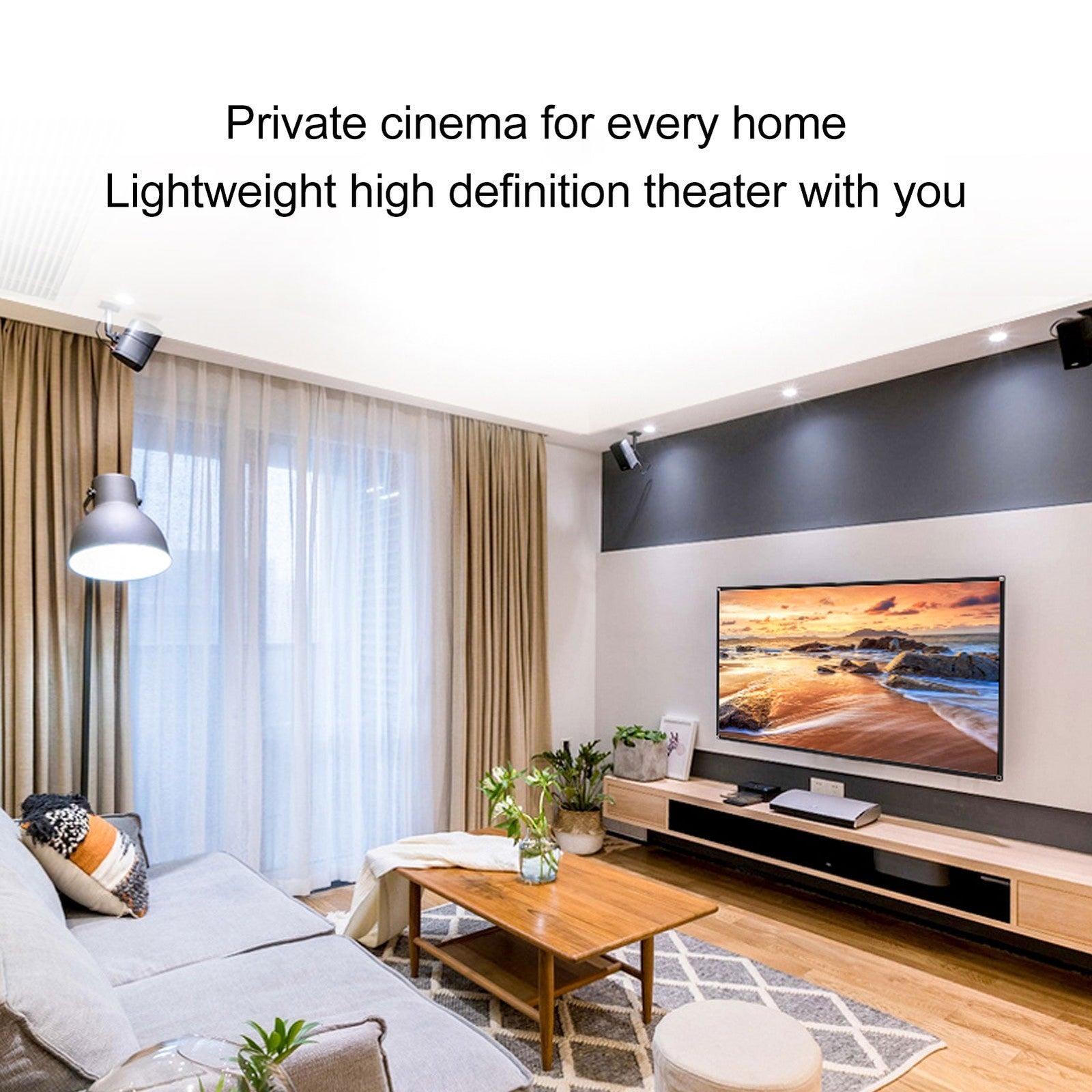 84Inch Projector Screen 16:9 Hd Projection Screen With Hook For Indoor Outdo BAJ