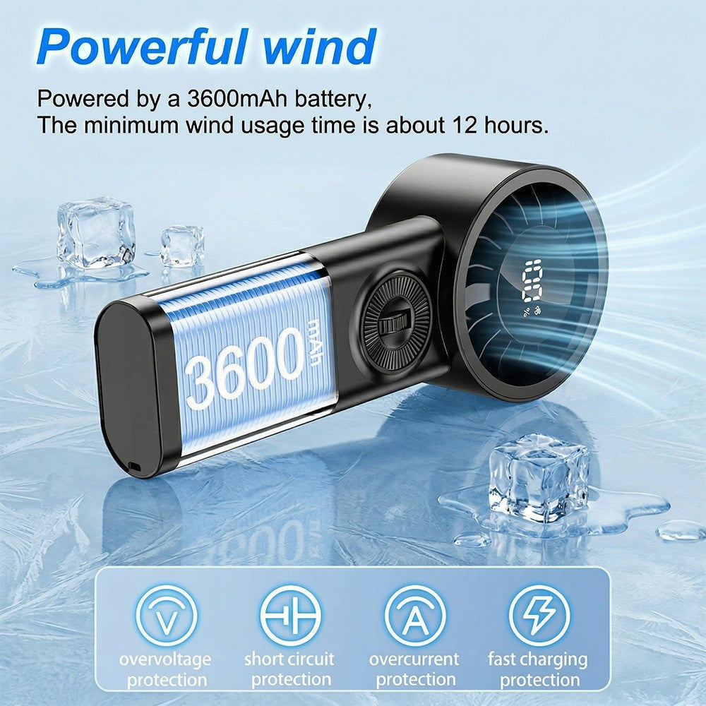 Portable Turbo Fan Cooling Handheld USB Rechargeable 3600 mAh 13000 RPM