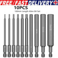 10Pc Long Metric Hex Allen Key Bit Quick Change Impact Driver Drill Connect Bits