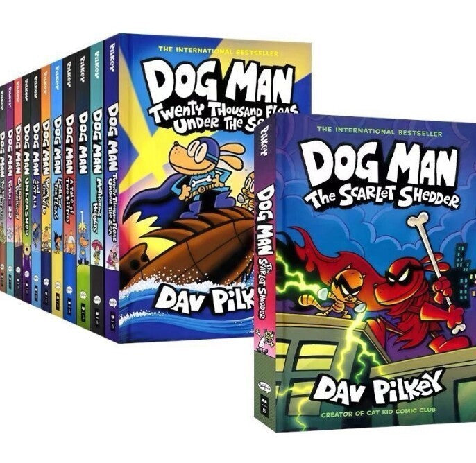 Dog Man Books Set 1-14 Dav Pilkey Kids Graphic Novels Collection