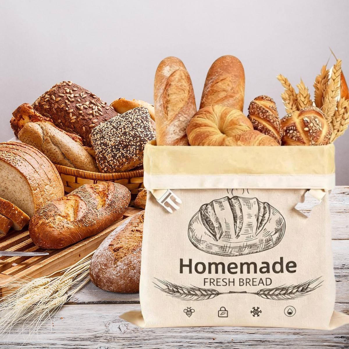 Reusable Beeswax Bread Bag for Homemade Bread – Toaster Safe Food Storage Bag