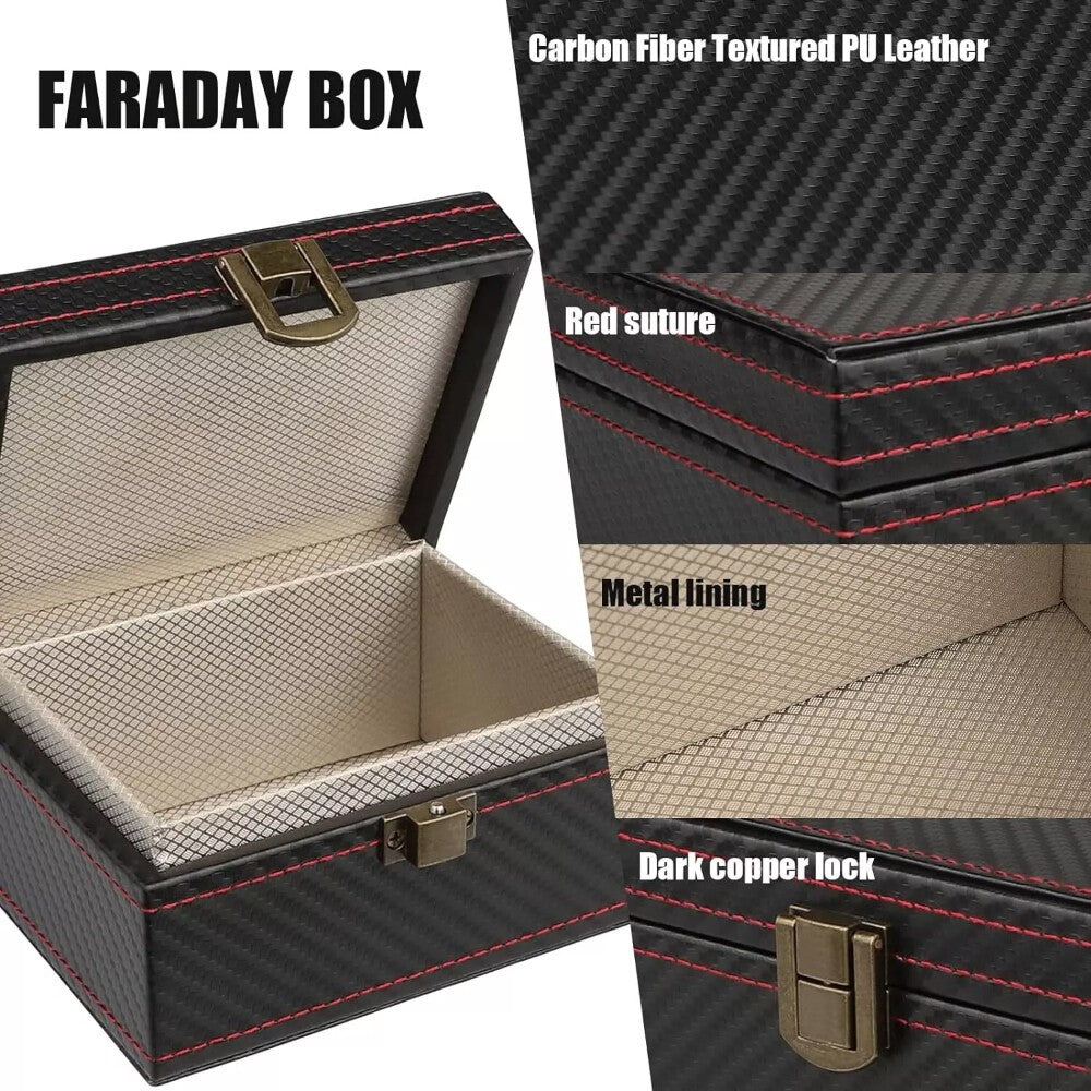 Faraday Box and 2 Large RFID Blocking Pouches Car Key Signal Blocker Anti Theft