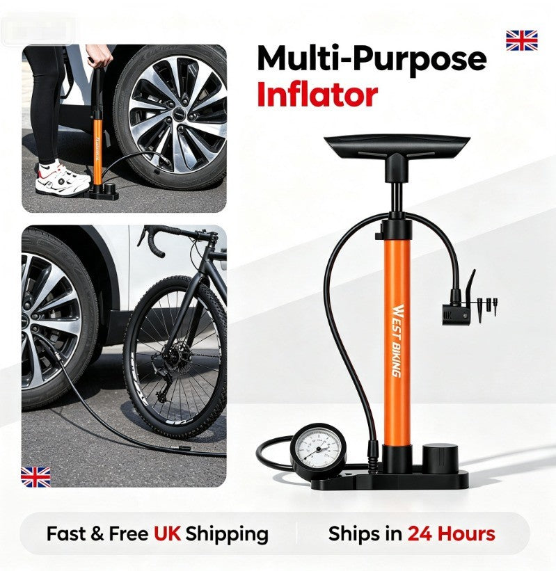 Heavy Duty Floor Standing Bike Cycle Bicycle Tyre Hand Air Mini Pump UK