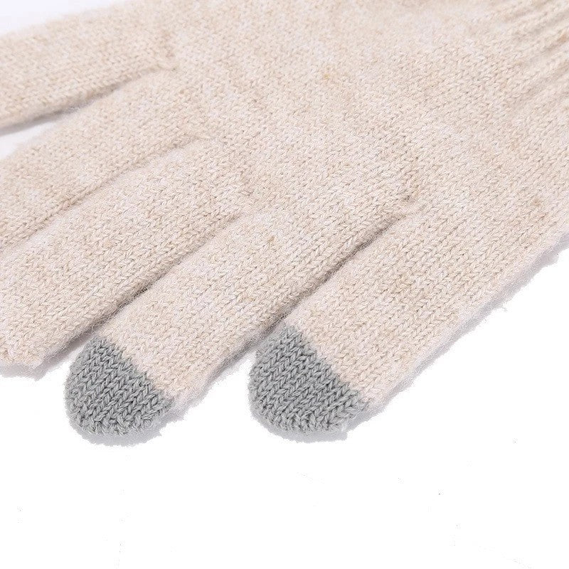 Womens Ladies Thick Knit Hat Scarf AND Touchscreen gloves Set Knitted Winter UK