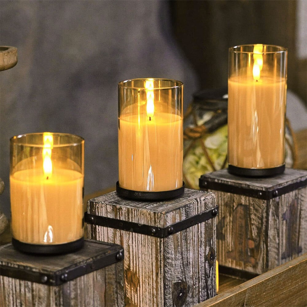 3x LED Pillar Candles with Remote Control&Timer LED Candles Flameless Candles UK