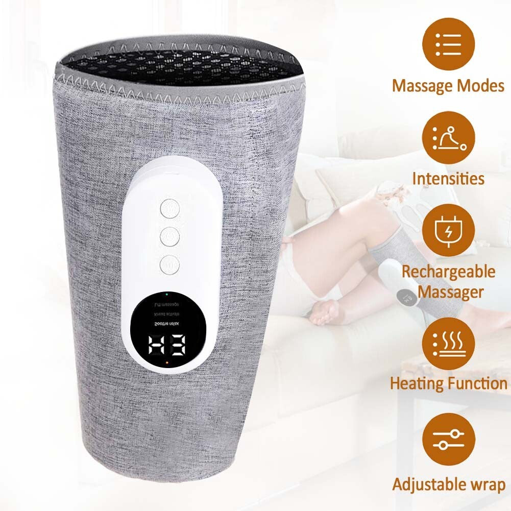 Air Compression Leg Calf Massager with Heat for Varicose Veins, Relieve Swollen
