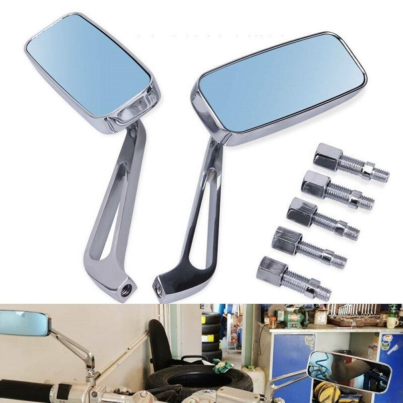 1 set of motorcycle rectangle rearview mirrors, Chrome, for Harley-Davidson