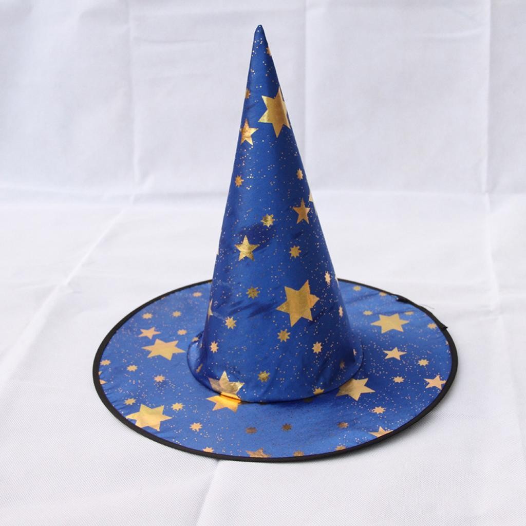 Wizard's Hat with Gold Stars Halloween Fancy Dress Costume Blue