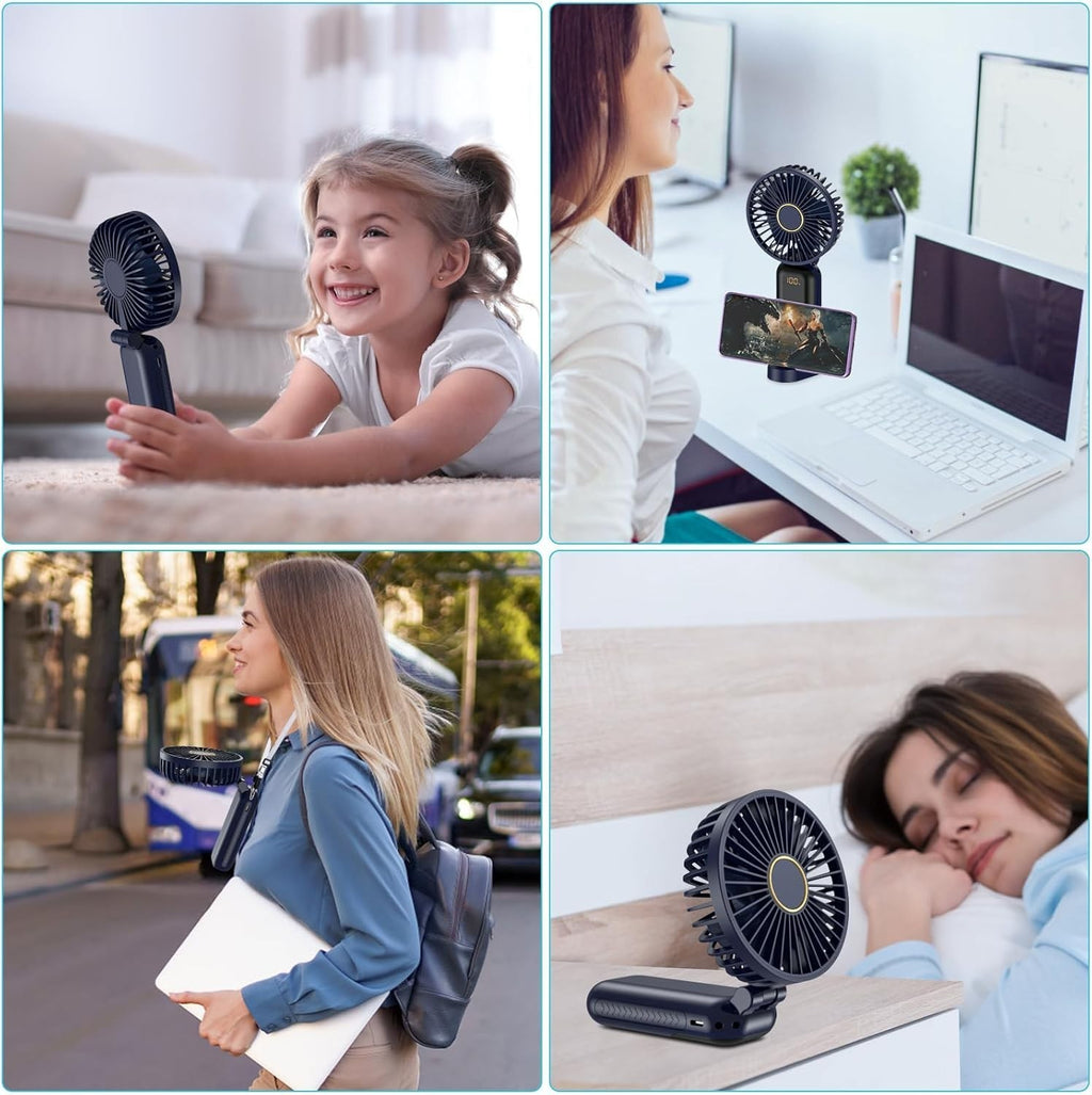 Foldable Hand Fan Usb Rechargeable Quiet Personal Cooler Portable Desk &Handheld