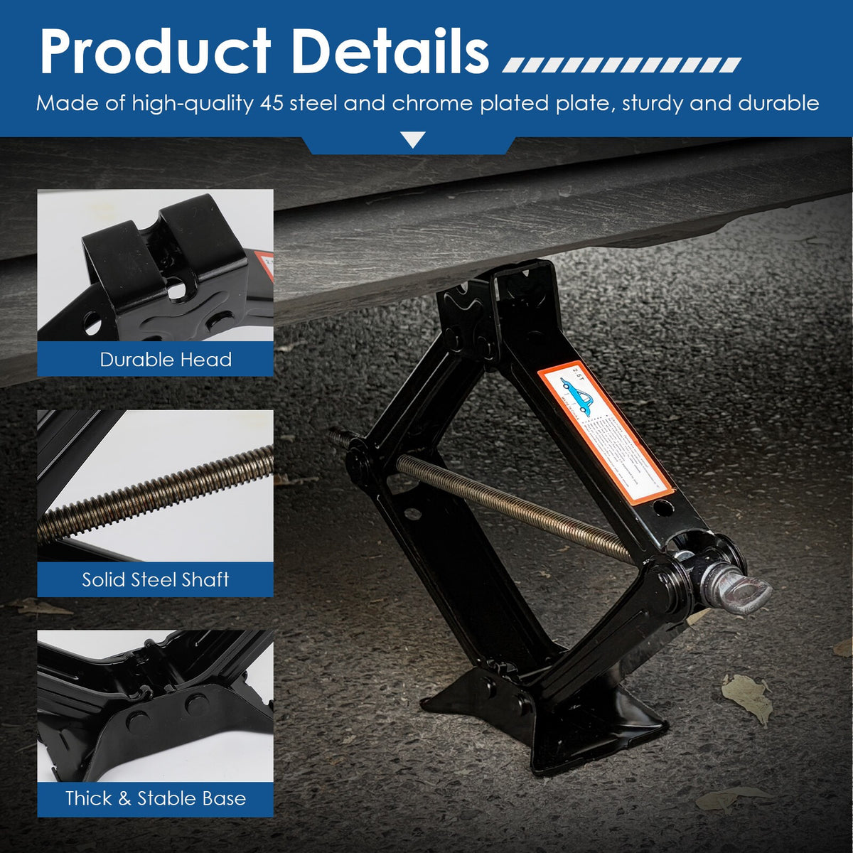 2.5 Ton Car Auto Jack Kit with Hand Crank Wrench Garage Tool Scissor Jack Set UK