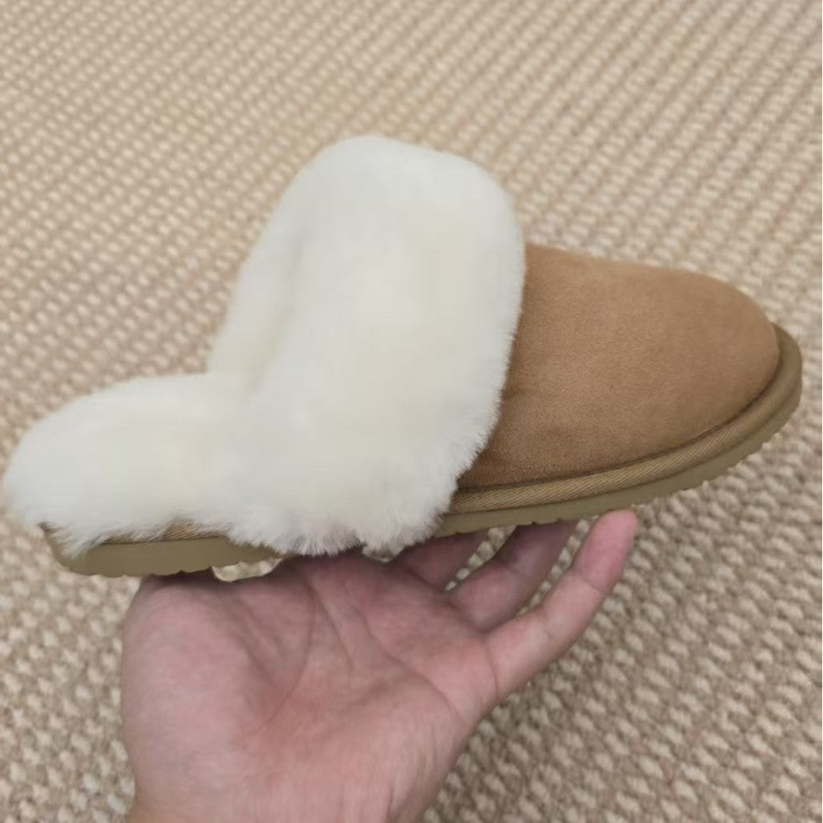 Women's Genuine Sheepskin Luxury Mule Comfort Winter Non-Slip Slippers