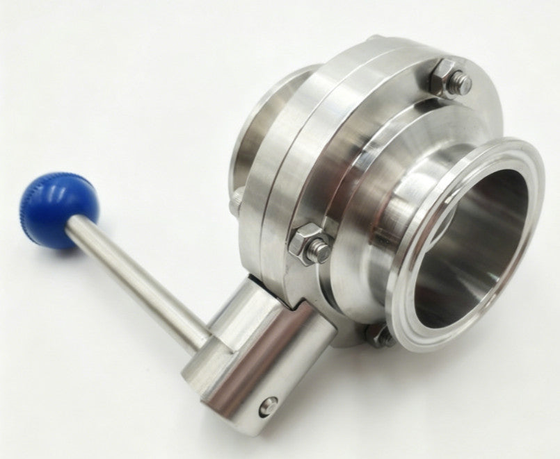 1" Stainless Steel 304 Sanitary Butterfly Valve Tri-Clamp Silicone Sealing