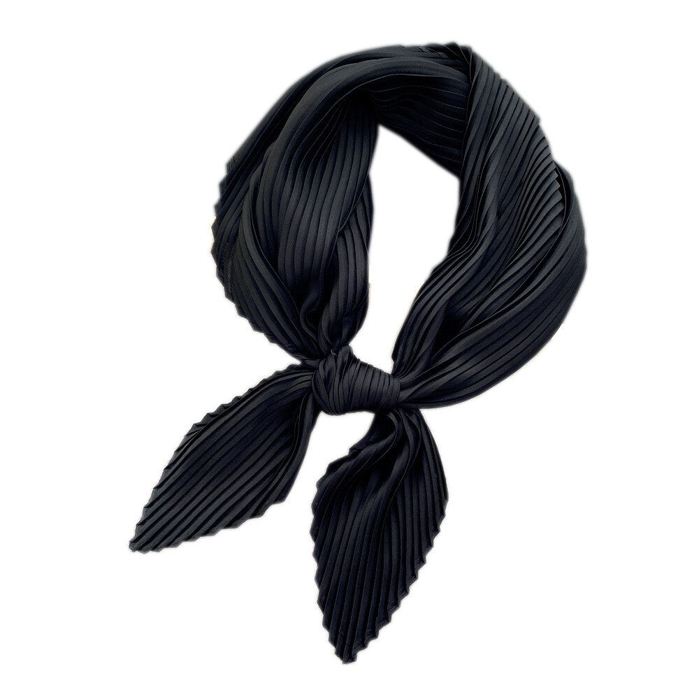 Wrinkled Small Scarf Women's Thin Scarves Pleated Neck Cover Scarves Solid Color