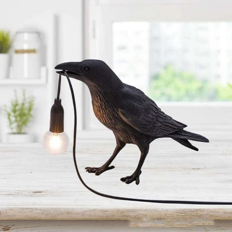 2pcs Raven Crow desk Lamp Resin Bird Light Gothic Bedside Lamp Home Decor LED