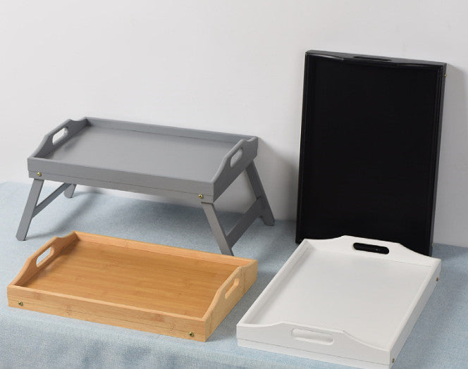 Bamboo Lap Tray Wooden Serving Breakfast Over Bed Table Tray with Folding Legs