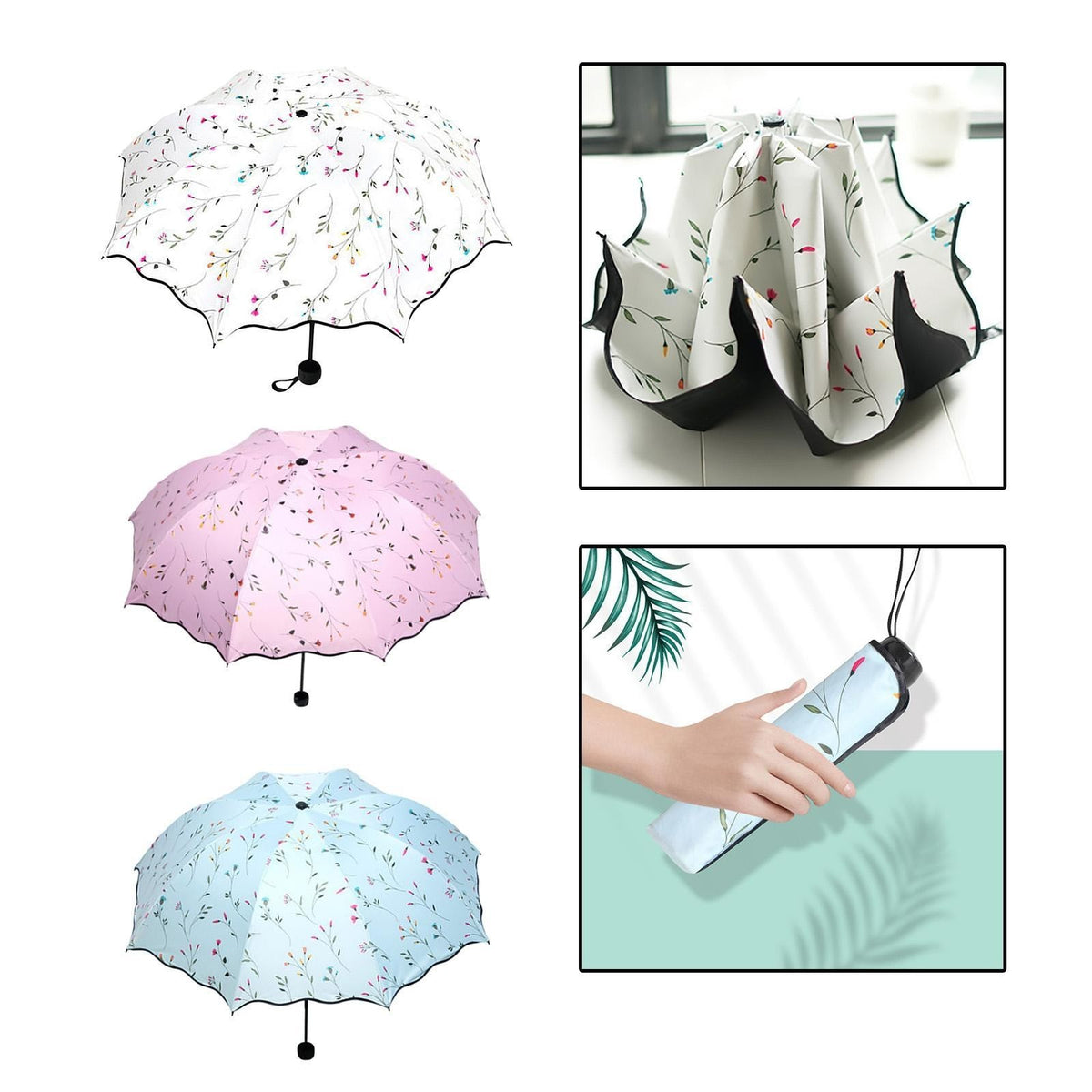 Foldable Umbrella Lightweight Umbrella for Sun Rain for Summer Beach Travel.*