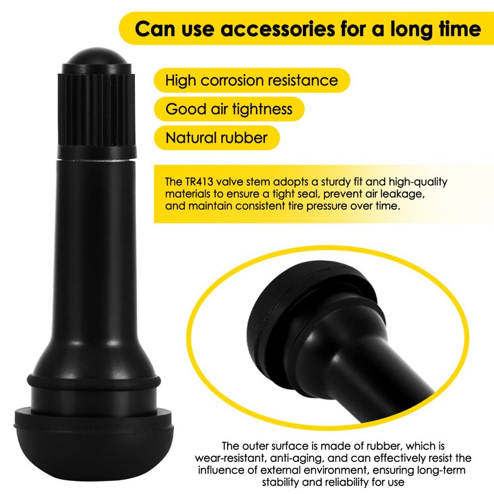 100 Pcs TR414 New Tubeless Rubber Car Tyre Wheel Valves Universal Black UK