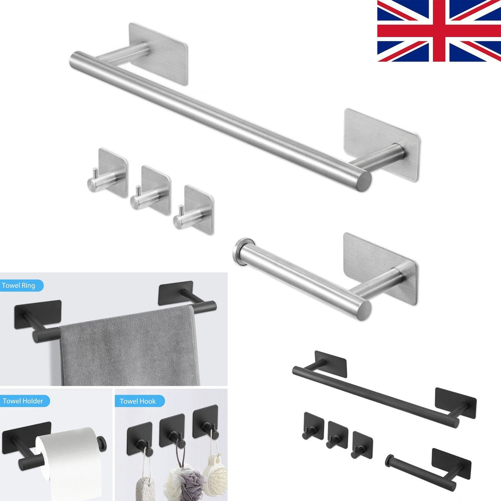 5pcs Bathroom Accessories Set No Drilling Towel and Toilet Roll Holder Set