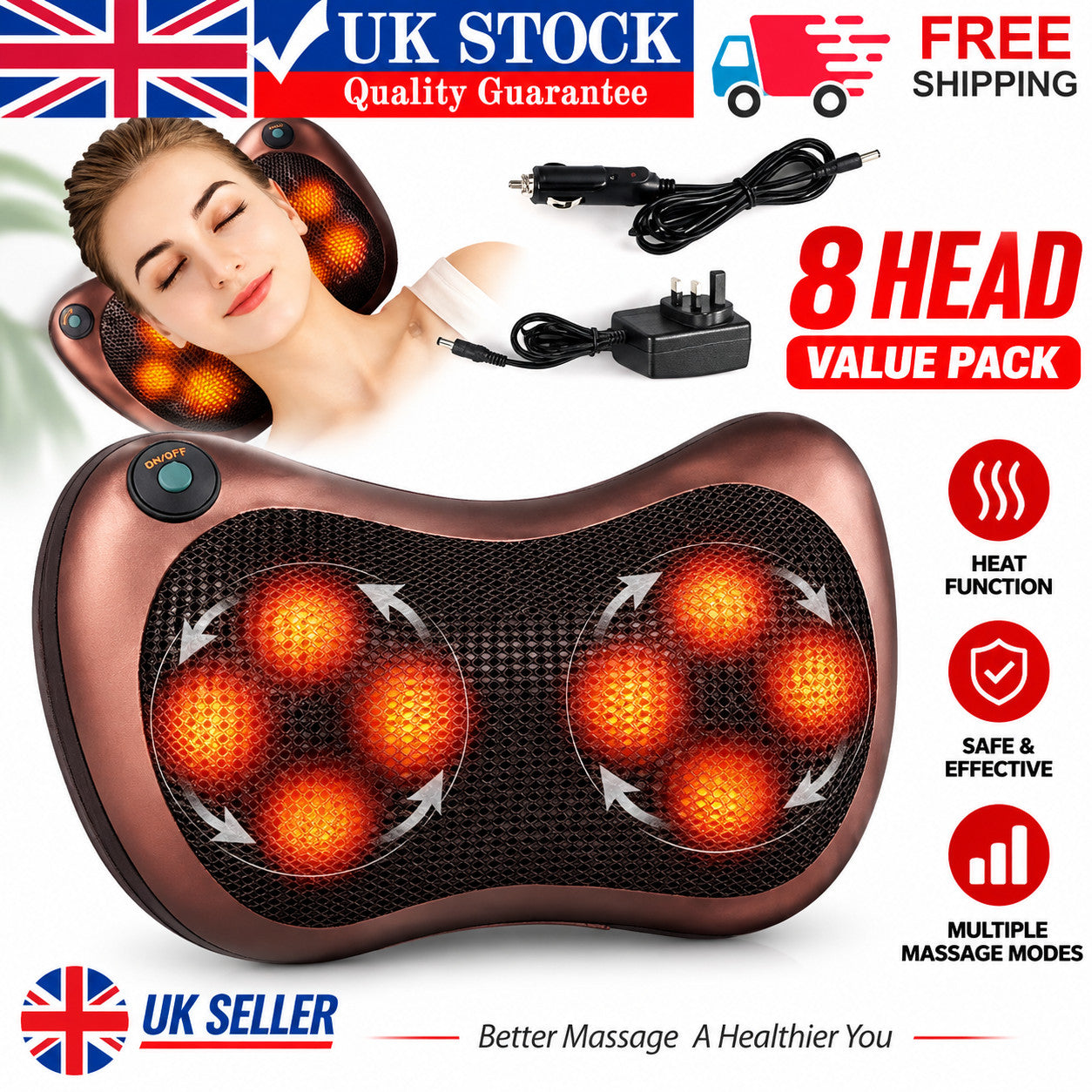 Massager Neck and Back Heated Massage Electric Shiatsu Pillow Vibrating Machine