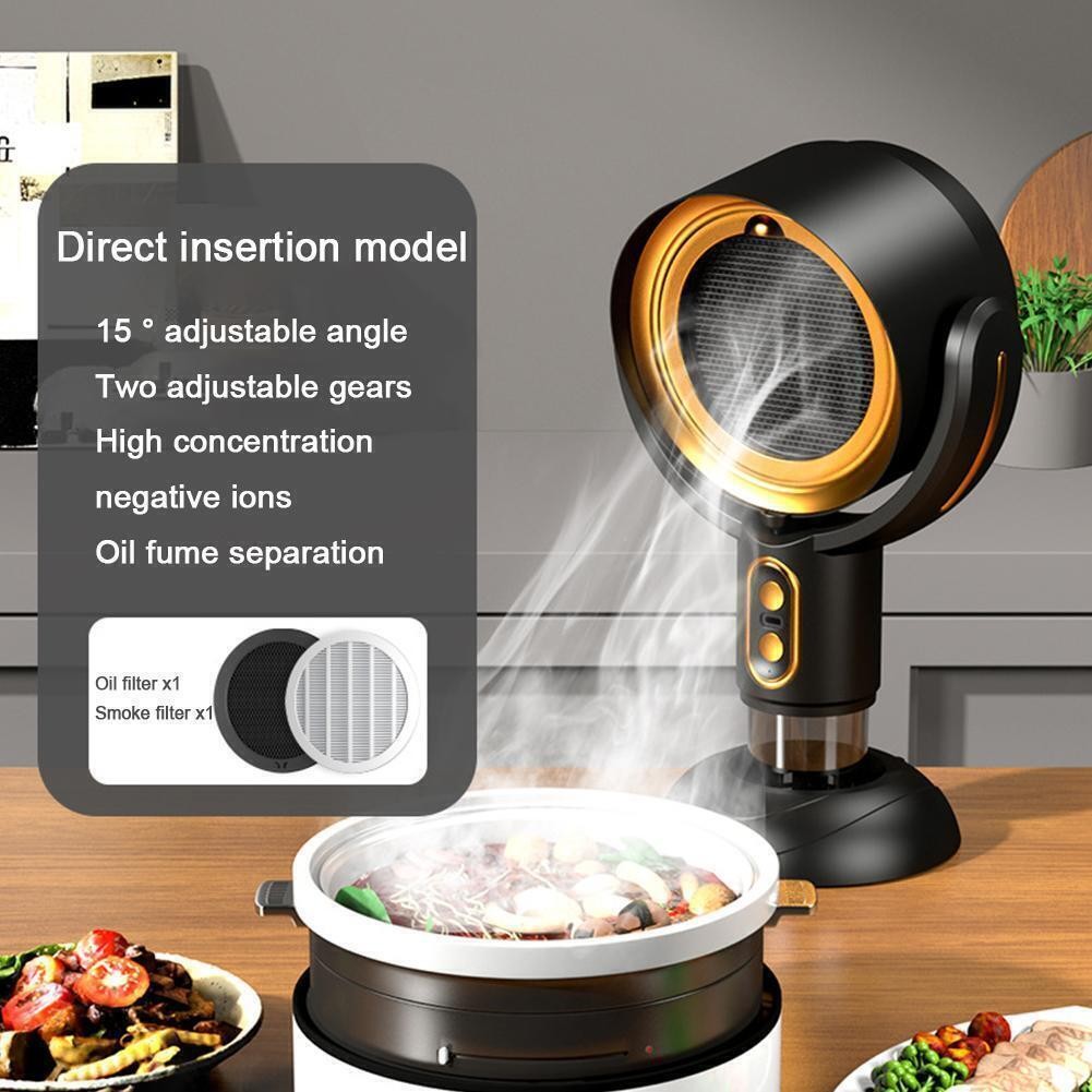 Portable Smoke Purifier Fan USB Rechargeable Range Hood with Replaceable Filter