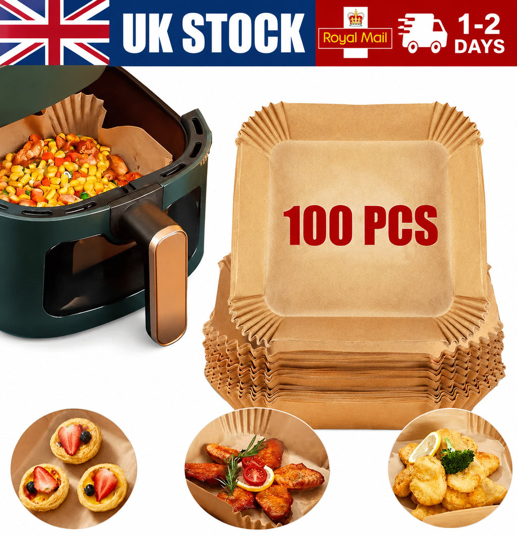 100x Air Fryer Paper Liners Disposable Non Stick Baking Parchment UK Seller
