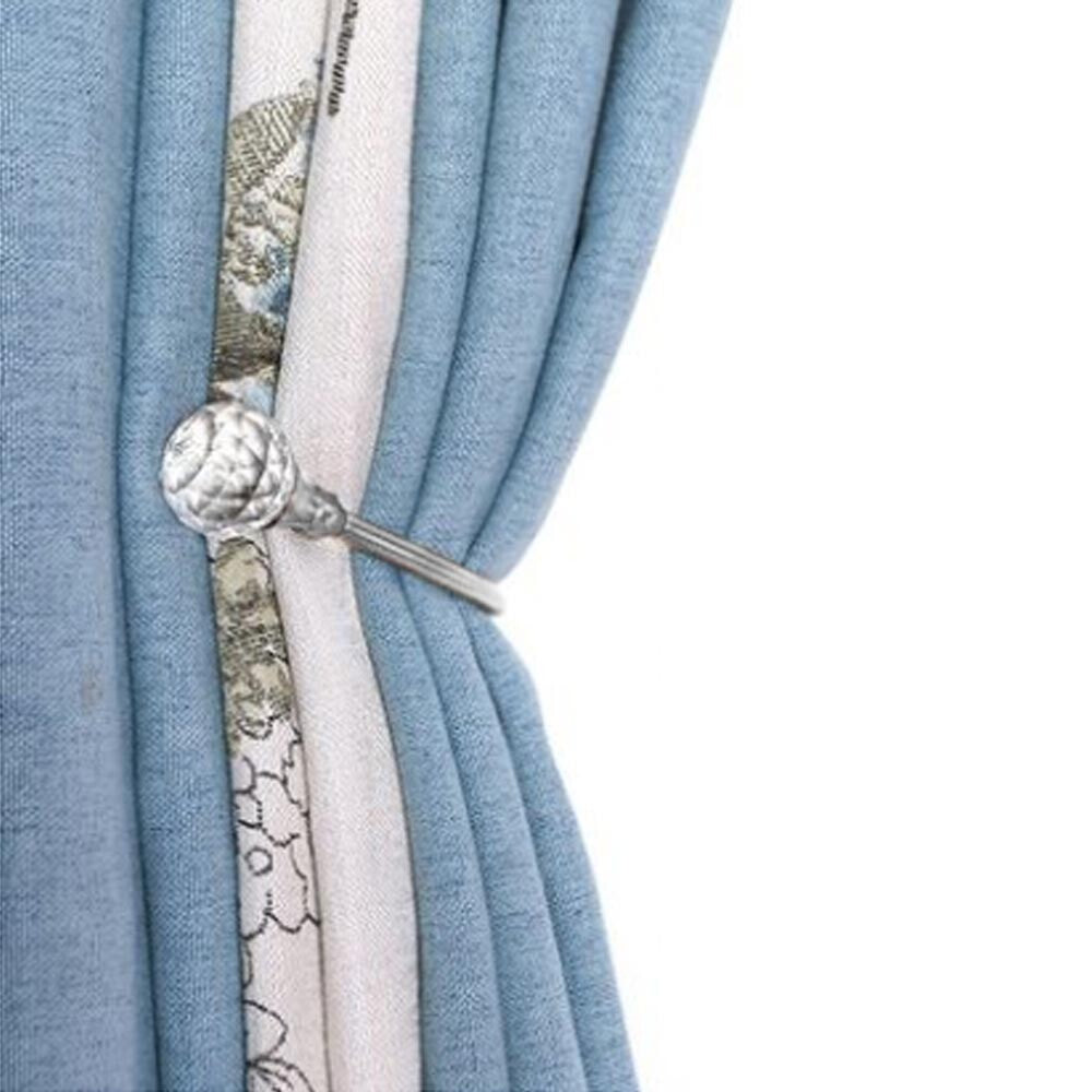 2PC/Set Silver Metal Crystal Curtain Holdback Wall Tie Backs Hooks Hanger Holder