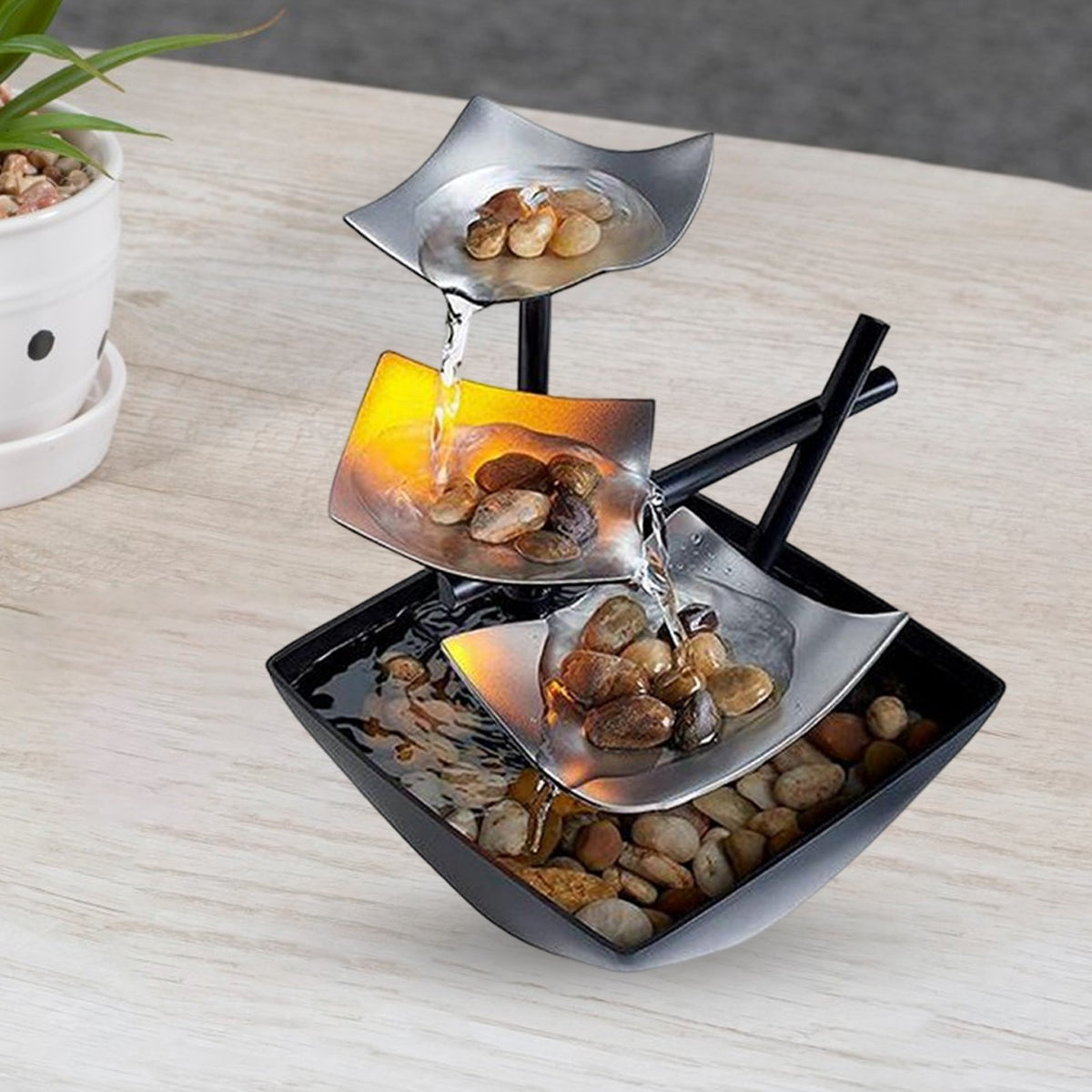 Tabletop Water Fountain USB Powered Water Feature for Indoor Feng Shui Decor
