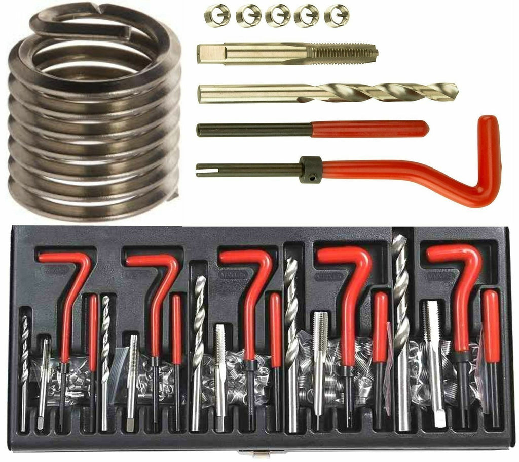 131Pc Thread Repair Kit Helicoil Threaded Tool Twist Drill Bits M5-M12 Metric