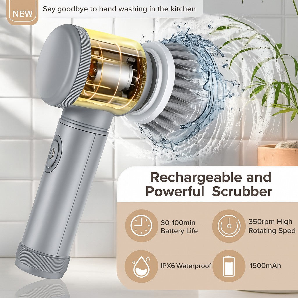 Cordless Electric Spin Scrubber Powerful Turbo Scrub Cleaning Brush Rechargeable