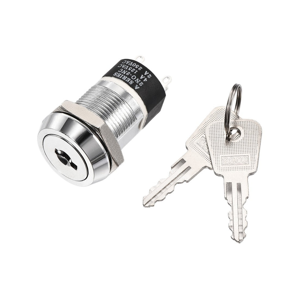 19mm 2 Positions Key Locking Push Button Switch With 2 Keys 2NC-2NO S2803